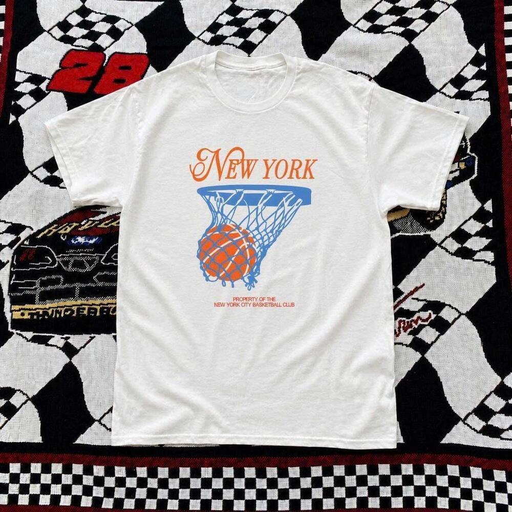 White And Orange New York Knicks Basketball Tee